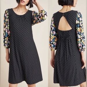 Maeve Anthropologie Sawyer swing dress in Polka dots and Floral size M